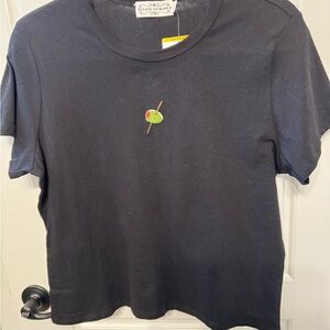 State of Mine Black Tee with Green Embroidery